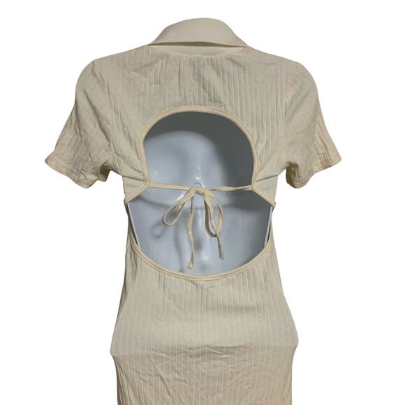 Shein Split Thigh Tie Backless Rib Knit Dress Womens Size S - Picture 4 of 9